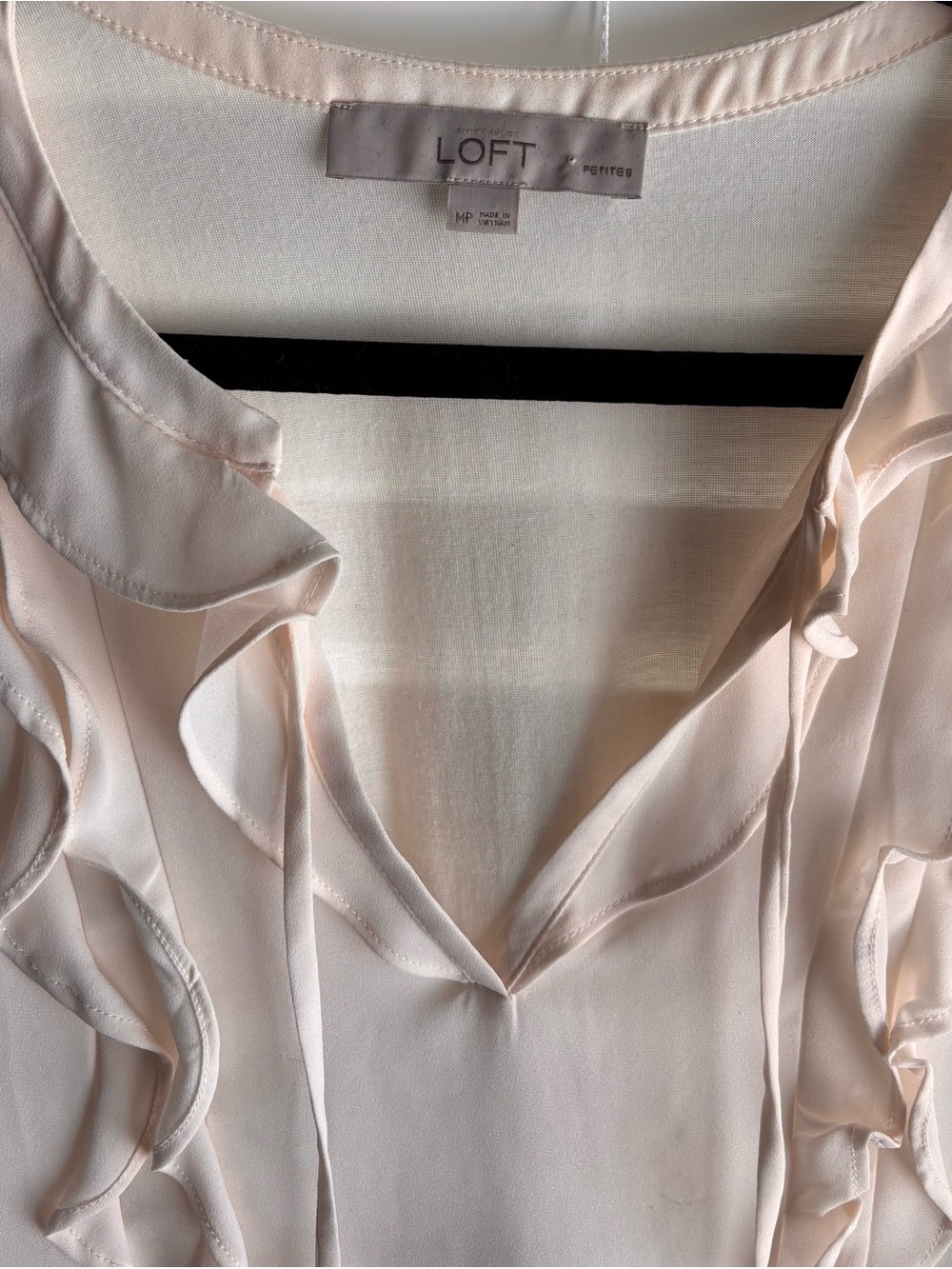 LOFT Cream Ruffle Tie-Front Blouse - Picture 4 of 11